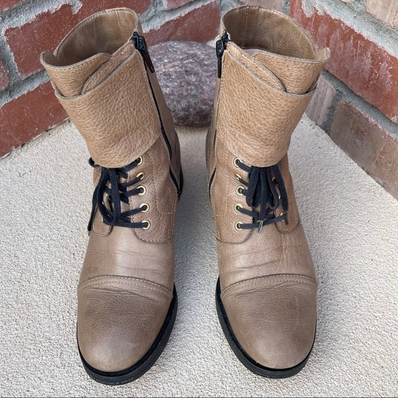 Cristhelen B.⭐️RARE⭐️Musette,Romania,Taupe Leather Lace-Up Buckle Boots Sz 6.5 - Picture 4 of 10